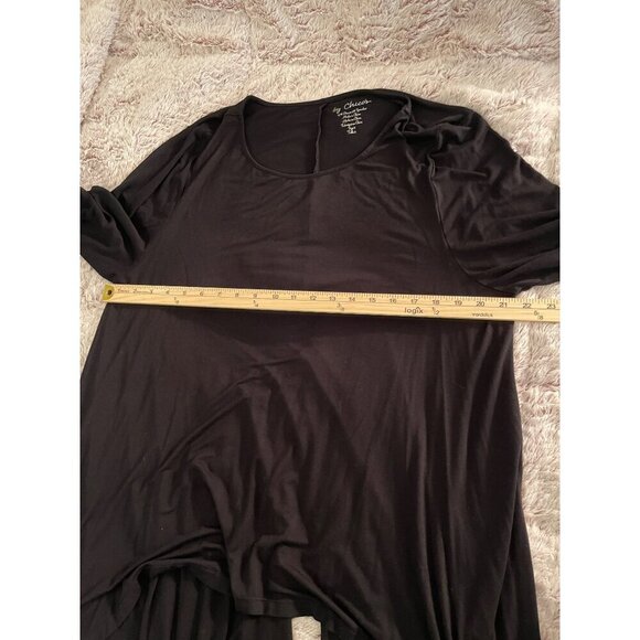 Asymmetrical Black Tunic Dress By Chicos Size 3 Whimsy Goth, Flowing‎ - Picture 3 of 13